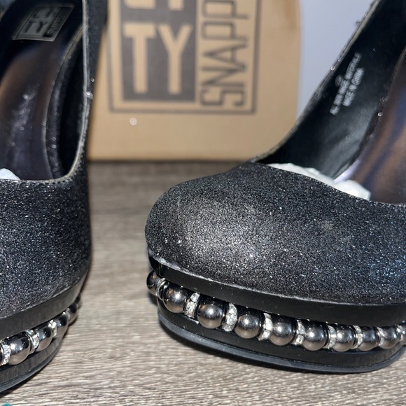 City Snappers Black Glitter High Heels Women’s Size 7.5 - Picture 5 of 16